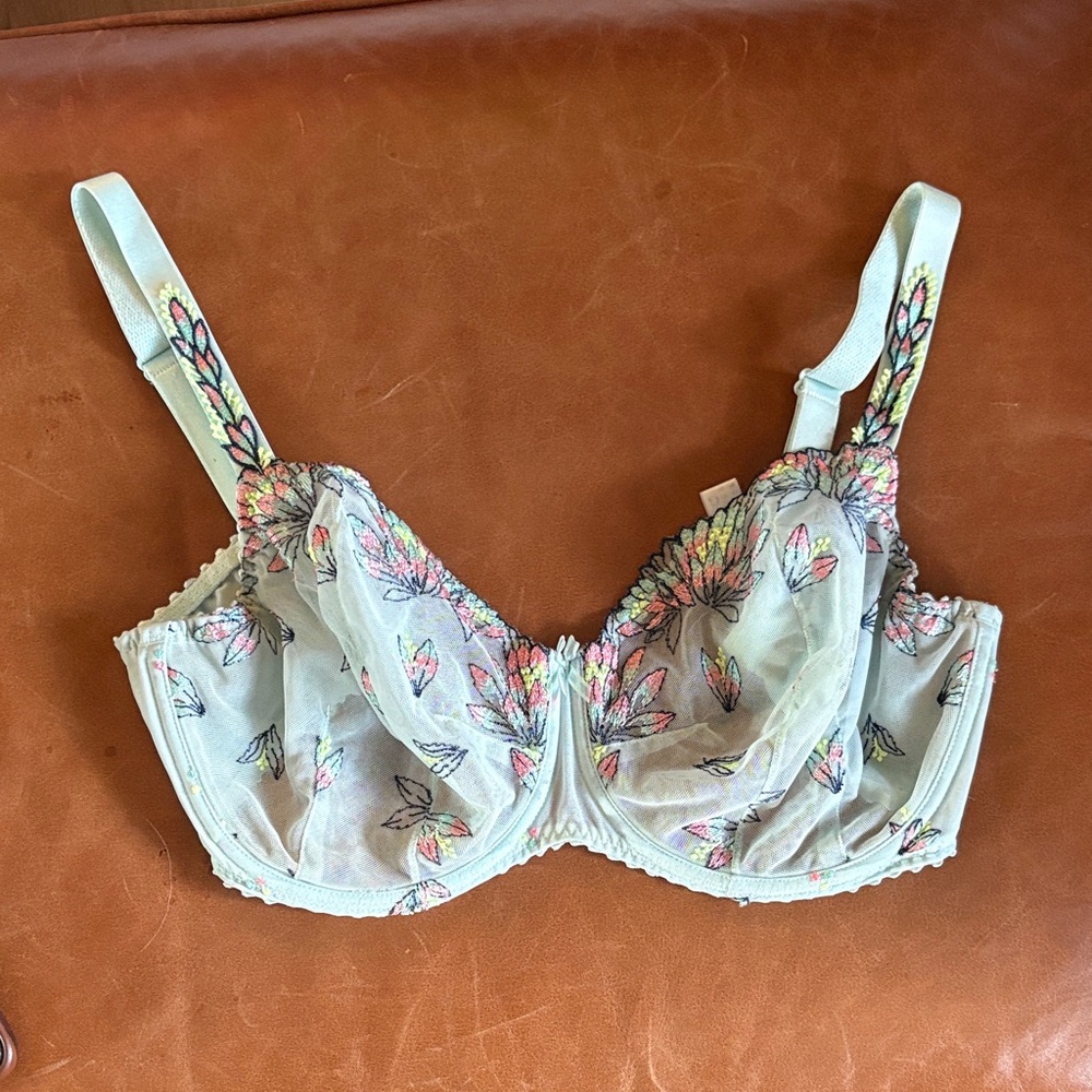 Prima Donna Sheer Floral Embroidered Underwire Bra in Mint 32G